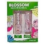Blossom Moisturizing Scented pH Color Changing 2 pack, Strawberry Scented Crystal Lip Balm (Red), Shimmer Sparkle Lip Stain Tint (Blush), Infused with Real Flowers, 6g, Red/Blush