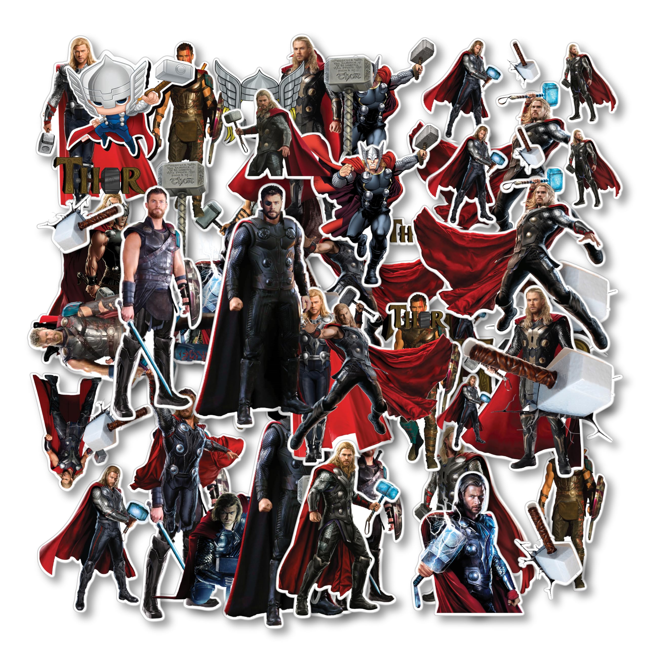 D2C Super Heroes Avengers Stickers - Pack of 35 Glitter Finish Waterproof Stickers for Laptop, Journal, Scrapbook, Diary, Guitar, Mobile (Thor)