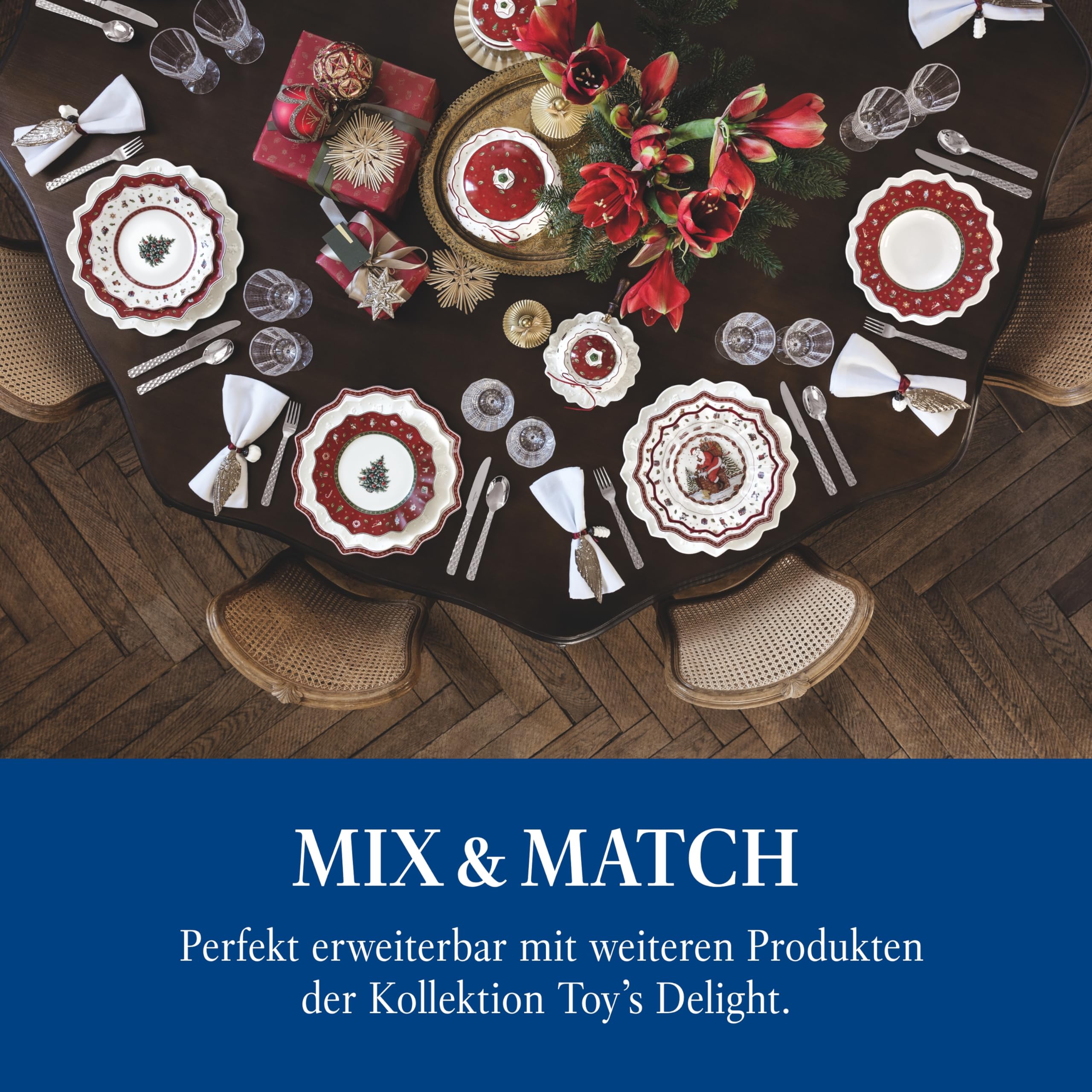 Villeroy & Boch - Toy's Delight Dip Set 4 teilig, Servierplatte mit Schälchen, Dipschälchen Set Weihnachten, Tischdekoration Toys, Serviertablett, Schalen, Weihnachtsgeschirr, Premium Porzellan | Weißes und farbenfrohes Porzellan-Dip-Set, spülmaschinenfes