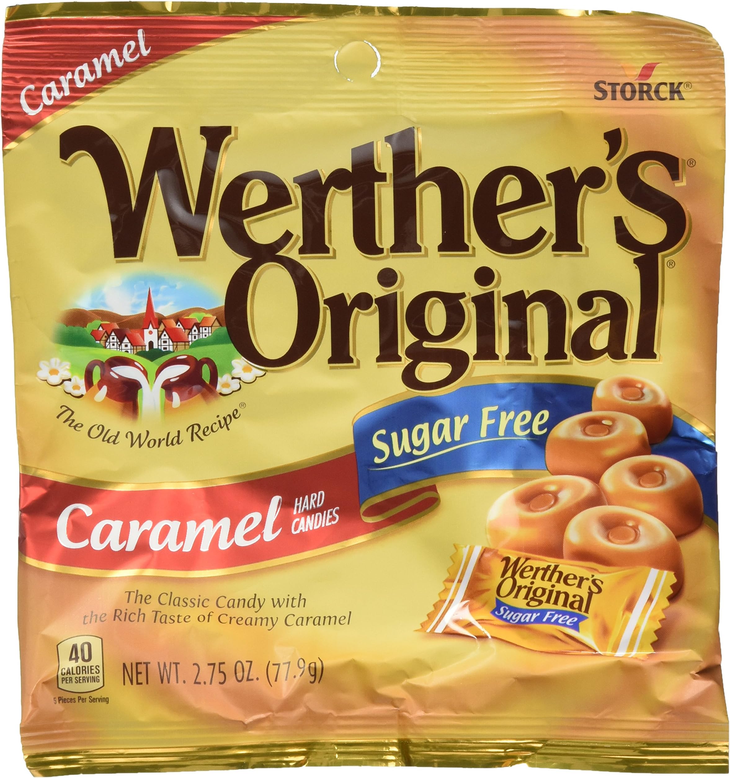 Werther's Original Caramel Sugar Free Hard Candy, 2.75 Ounce (Pack of 4), multi
