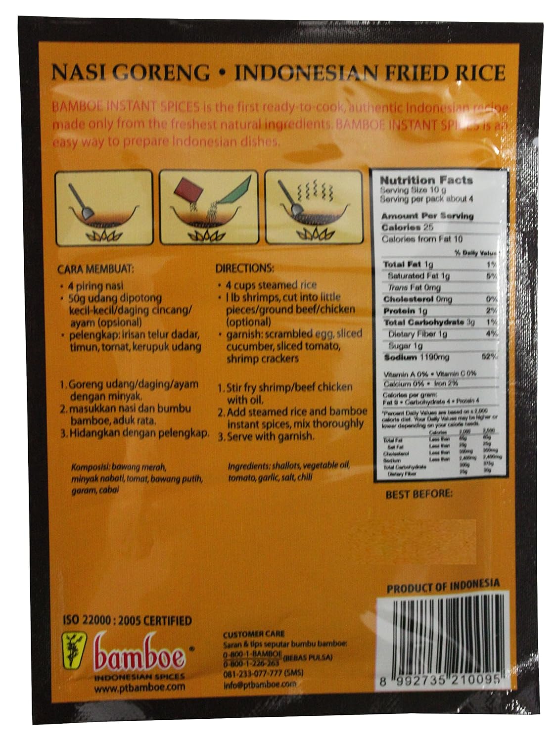 Nasi Goreng - Indonesian Instant Fried Rice By Bamboe - Pack of 5