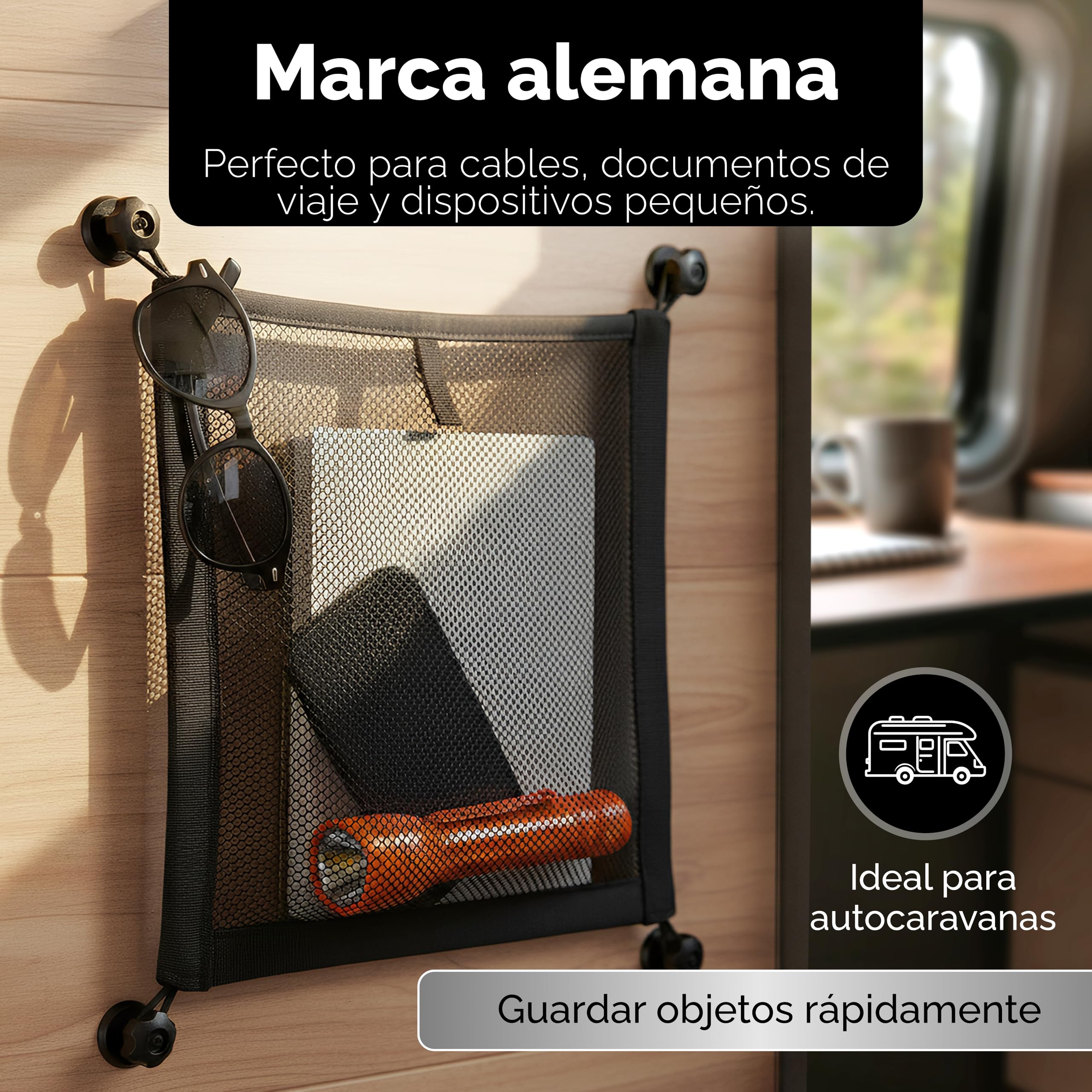 Vicera Red de almacenamiento para autocaravanas • Red de almacenamiento para camping, red de equipaje, red de almacenamiento para coche, organizador para autobuses, barcos, hogar, juego de 2 unidades