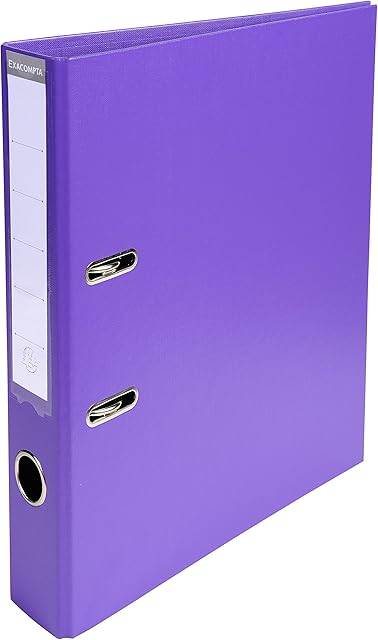 Exacompta - Ref 53557E - Prem'Touch PVC Lever Arch File - 320 x 290mm in Size, 2 Rings, Can Hold A4 Documents, 50mm Spine, 55mm Rings, FSC-Certified - Dark Purple Cover