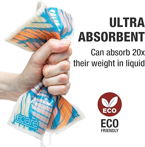 Miniatura 4 de Eparé Paños de esponja de celulosa, paquete de 4 paños suecos grises para cocina, paños de cocina para lavar platos, esponjas suecas y toallas
