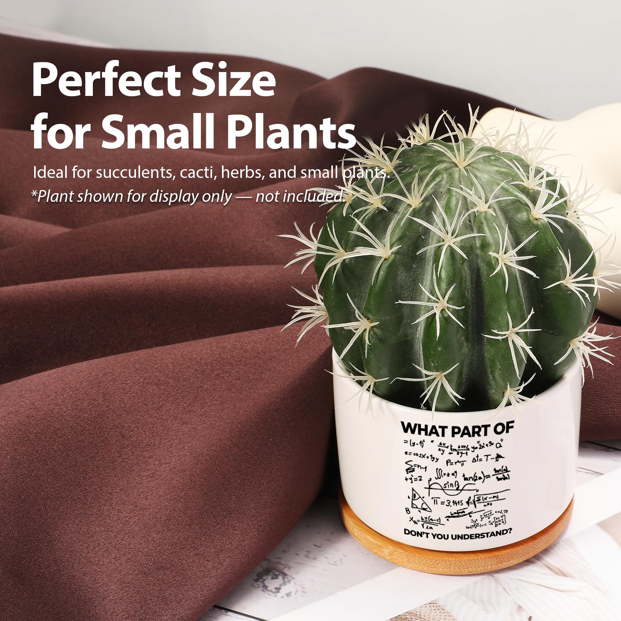 What Part of Don’t You Understand Engineer Ceramic Succulent Plant Pot with Bamboo Tray Round Engineering Gifts for Boyfriend Husband Dad Home Office Decor 3.5 Inch White (No Plants)