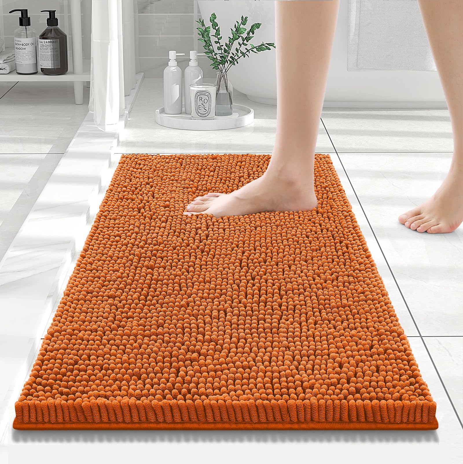 Smiry Bathroom Rugs 24X16, Luxury Chenille Extra Soft Absorbent Bath Mat