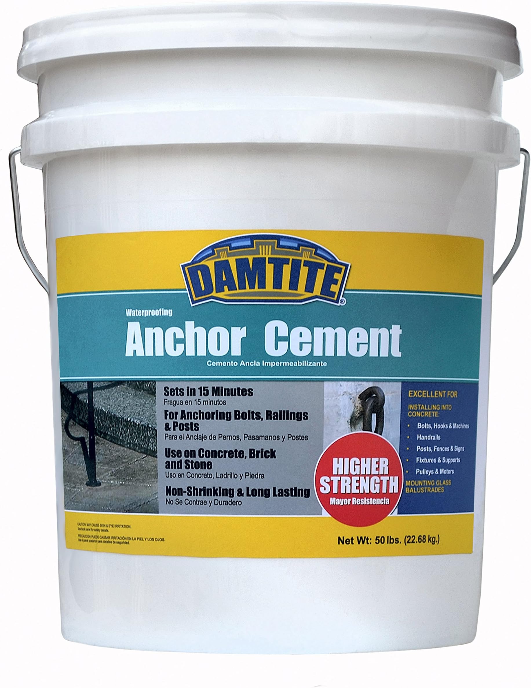 DamtiteWaterproofing Anchor Cement, Non-Shrinking & Long-Lasting, Use On Concrete, Brick, & Stone, Sets in 30 Minutes (Gray, 50lb)