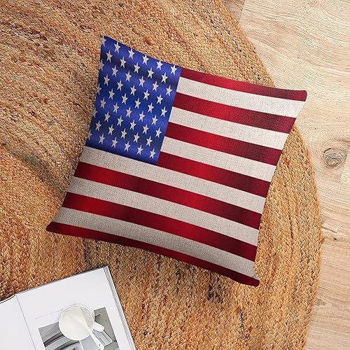 Miniatura 6 de MaSiledy Funda de almohada con estampado de bandera de Estados Unidos, estrellas y rayas, Día de los Caídos, Día de la Independencia, almohadas de