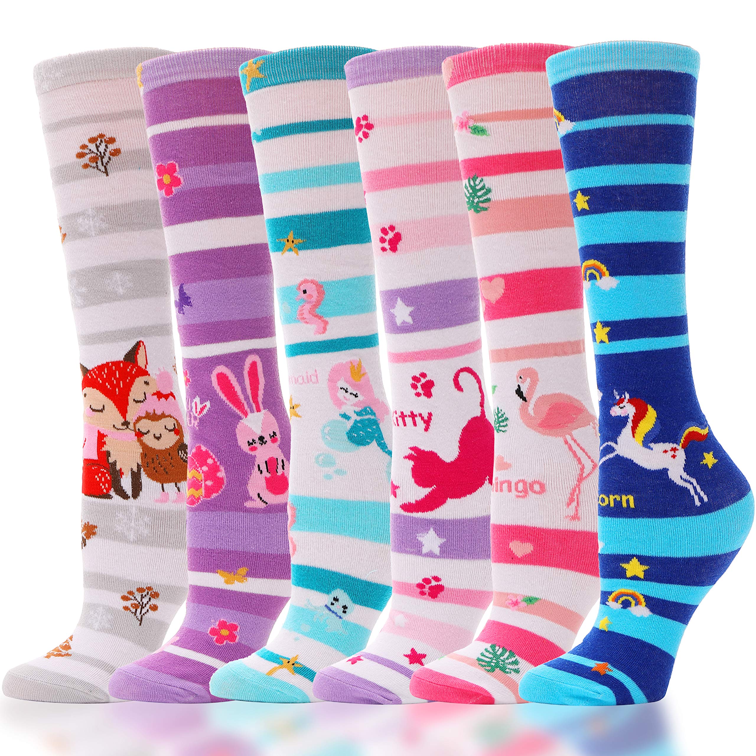 ANTSANG Kids Girls Knee High Socks Long Boot Socks for Child 6 Pairs
