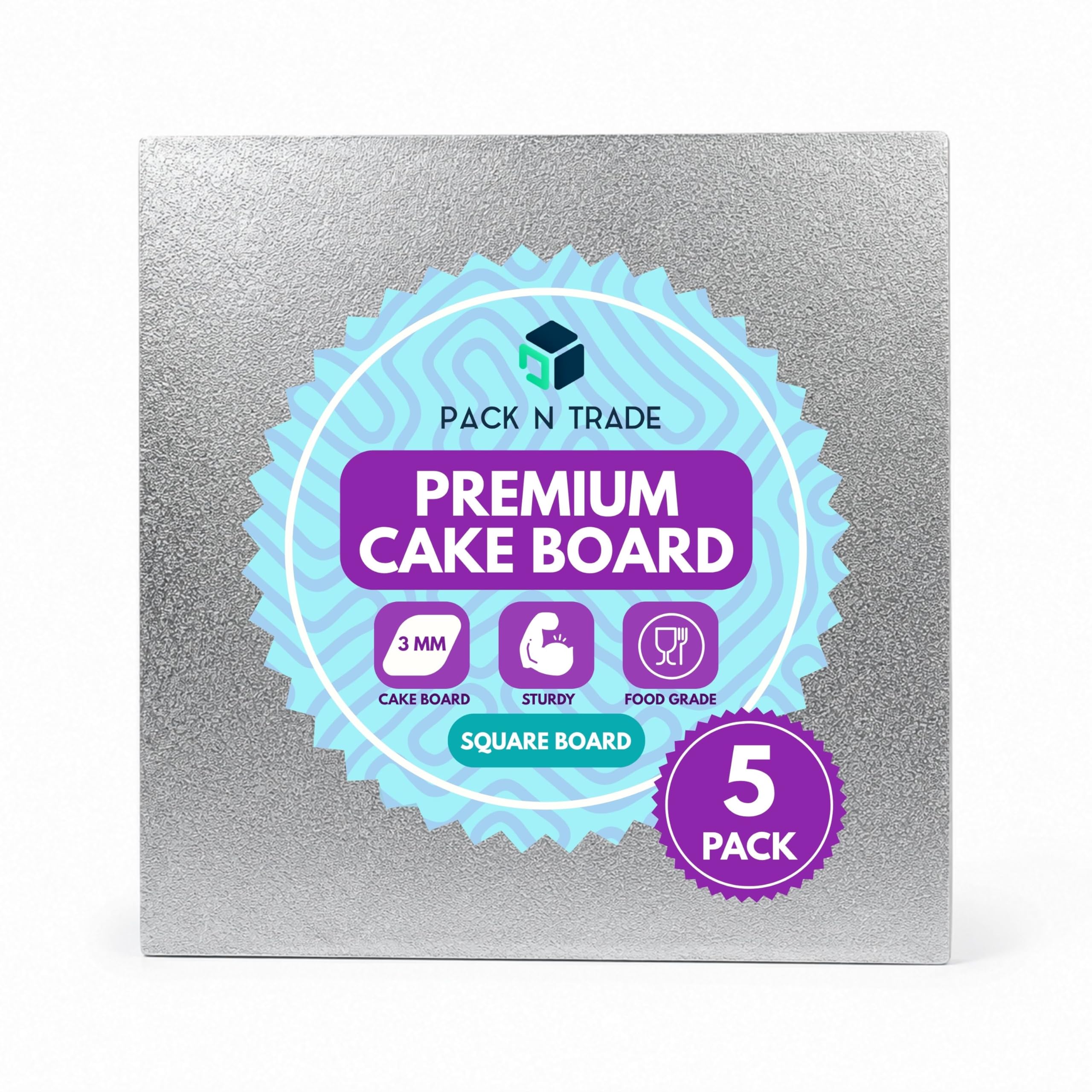Planche à gâteau carrée 40,6 cm Pack N Trade double épaisseur 4 mm en aluminium