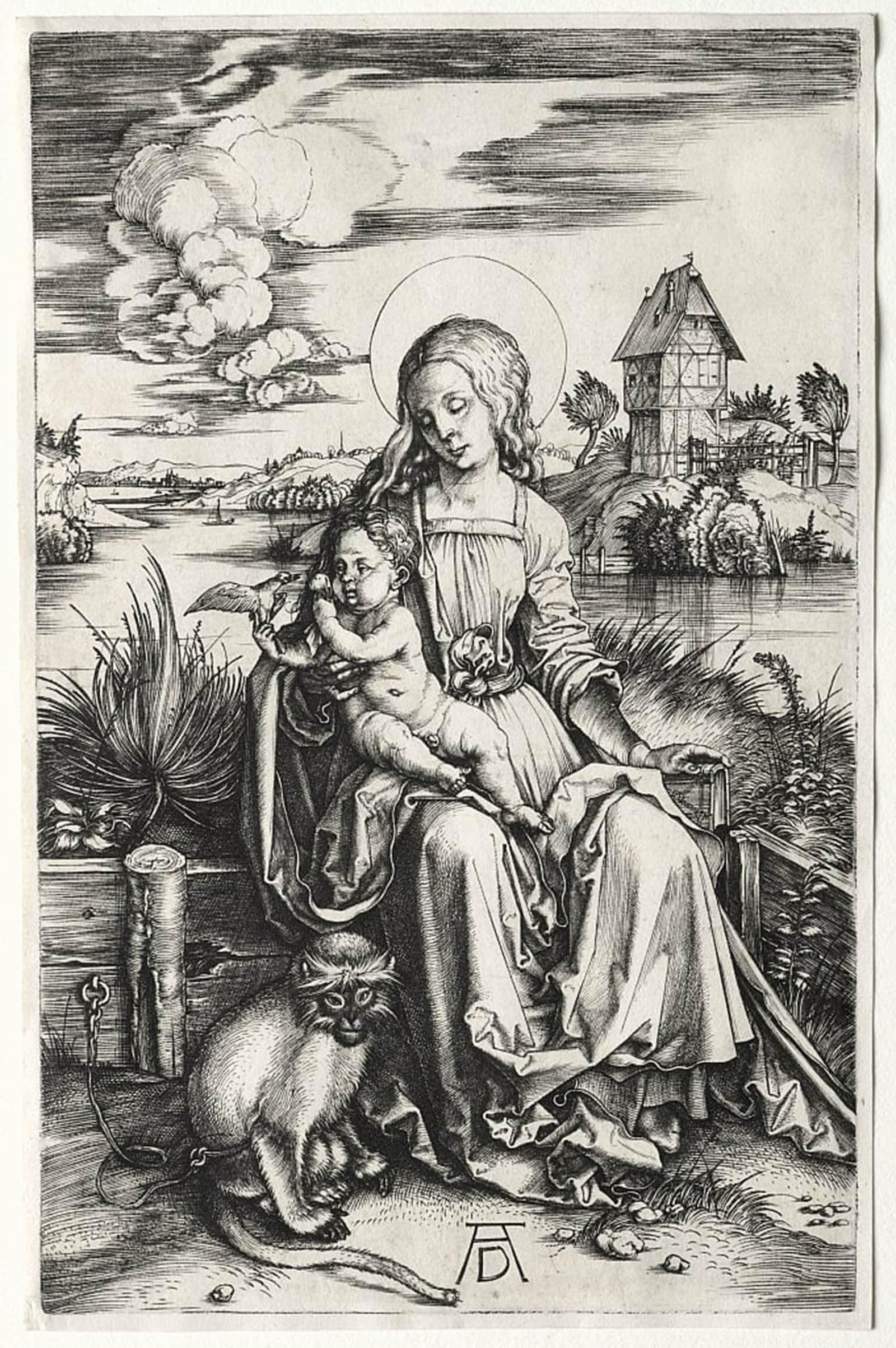 SERENDIPITP Aesthetic Poster Photo Wall Print Retro Picture the Virgin and Child with a Monkey by Albrecht Dürer Modern Wall Artwork for Home Decor 60x90cm