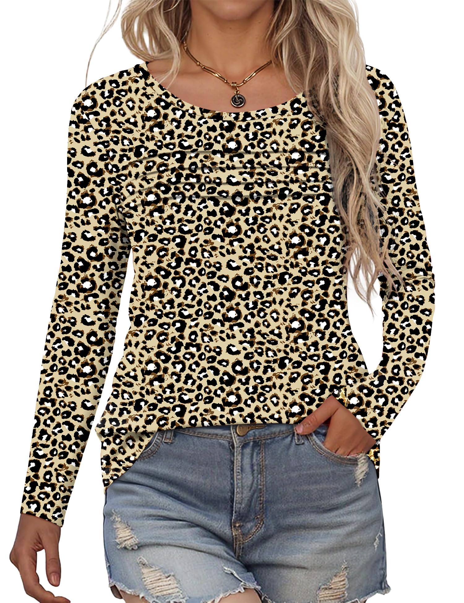 Rapbin Langarmshirt Damen Rundhals Pullover Herbst Winter Falten Sweatshirt Lässig Bluse Elegant Locker Oberteil Blumen Tunika Shirts