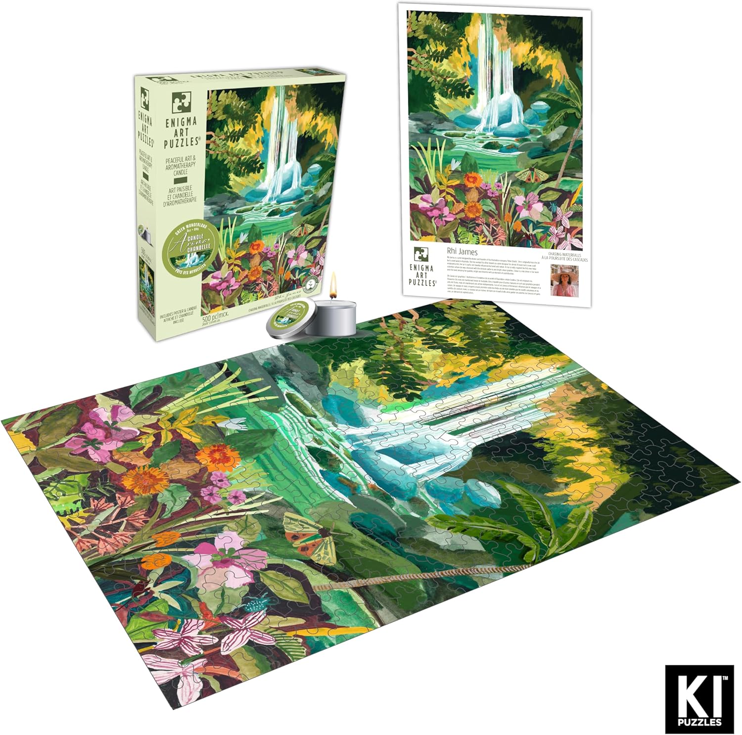 500 Pc Aromatherapy Puzzle Rhi James Chasing Waterfalls 24x18 – Hard and Challenging for Adults, Difficult Puzzle, Scenic Nature Design, Leisure Activity Gift