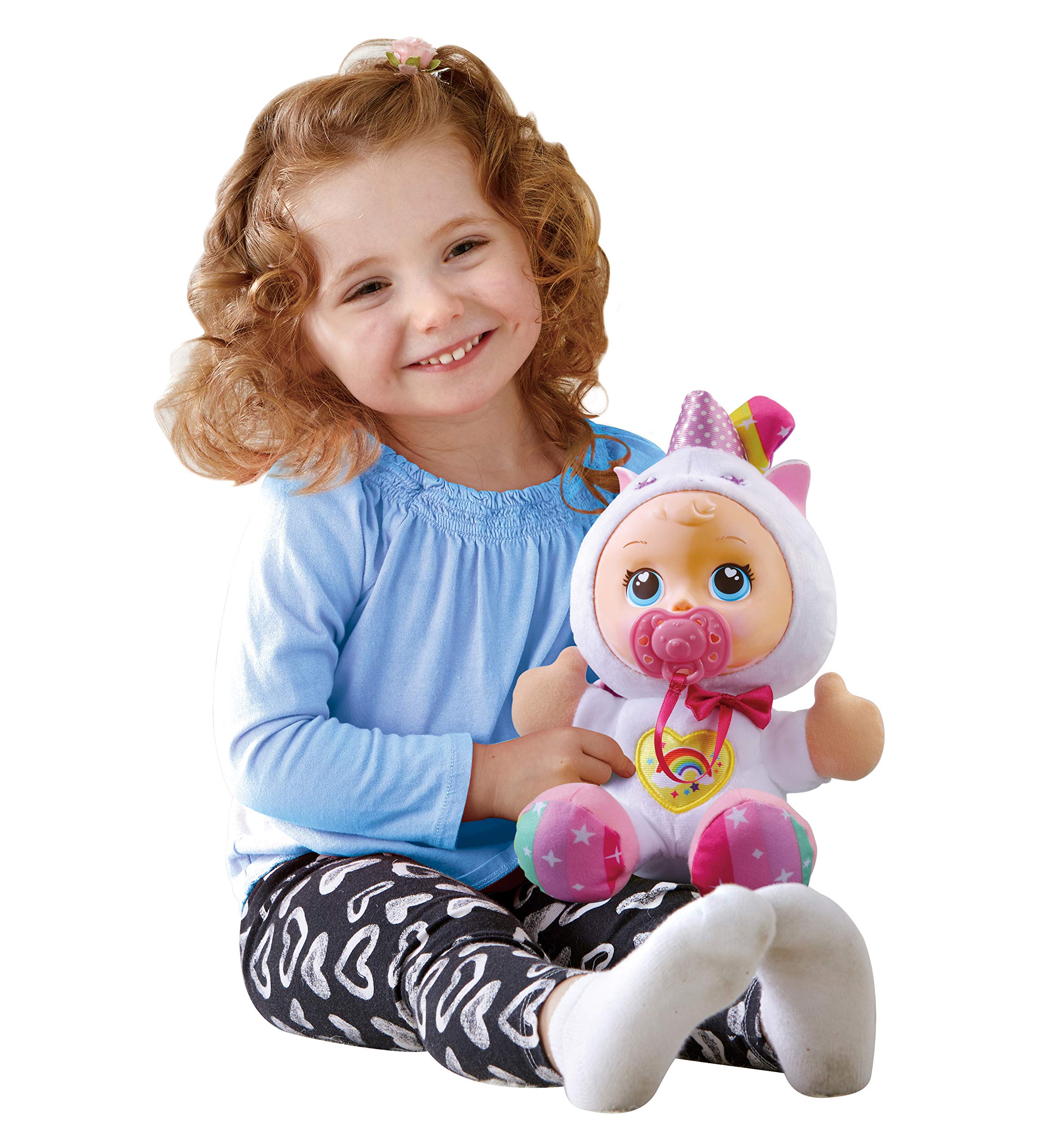 VTech Little Love Dolce Unicorno, Bambola interattiva che parla e insegna i colori, premendo la pancia potrai ascoltare le cure necessarie e imparare sul tuo mondo animale (3480-526322)