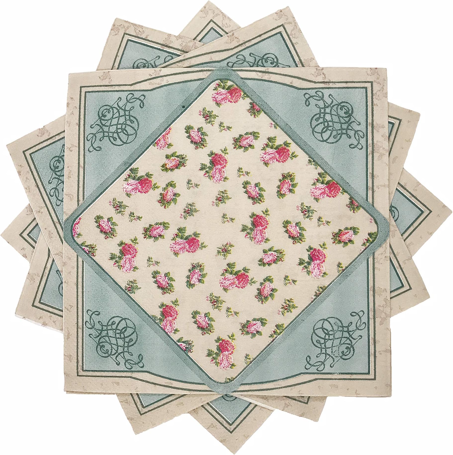 WallyE Floral Printed Decoupage Paper Napkins, English Tea Party Shabby Chic Country Garden Inspired Paper Napkins Decorative, 20 Pack