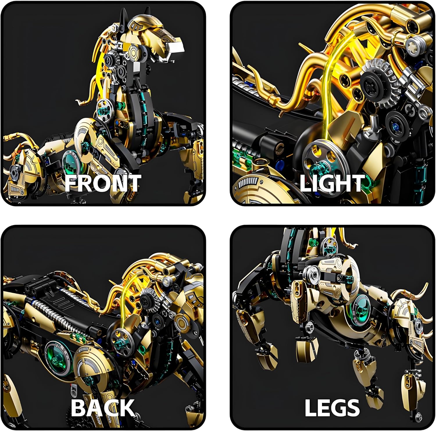 CSNRHG Mechanical Horse Building Block Set Build & Pose with Movable Legs – Engaging DIY Model with Motor Kit for Kids and Teens