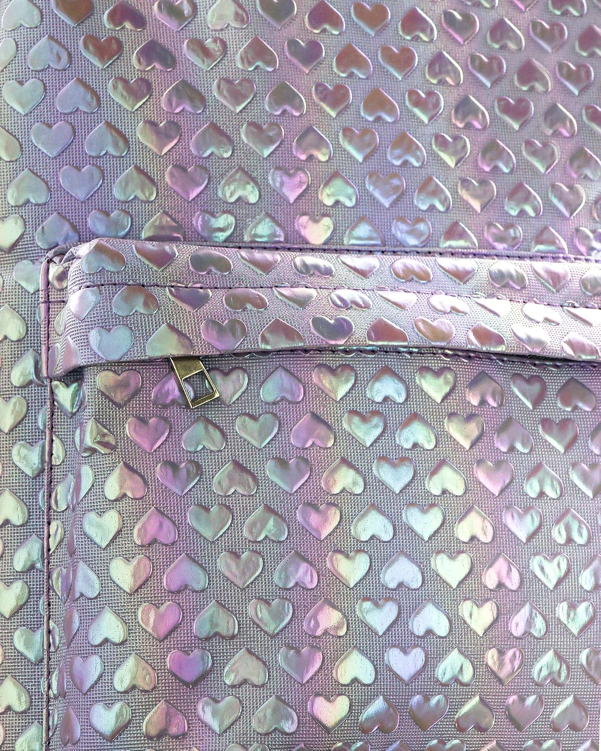 INTIMO PJammy Iridescent Lilac Hearts Backpack All-Over Design 16" Book Bag School Tech Sleeve