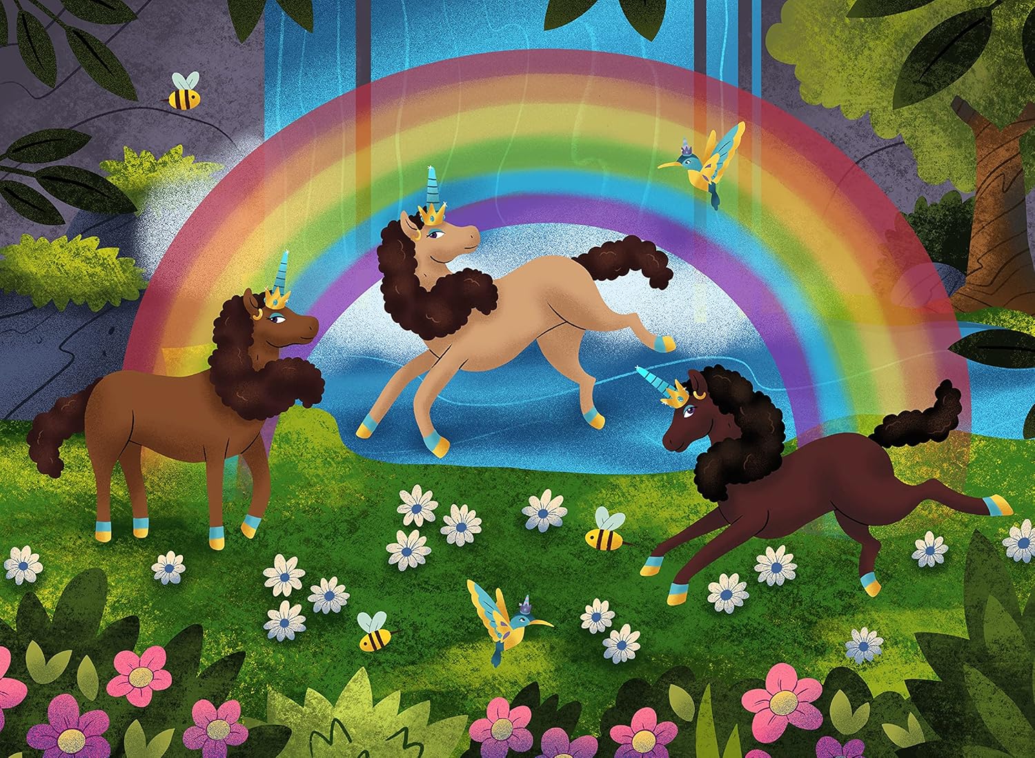 Ceaco - April Showers - Afro Unicorn - Unicorn Magic - 100 Piece Jigsaw Puzzle