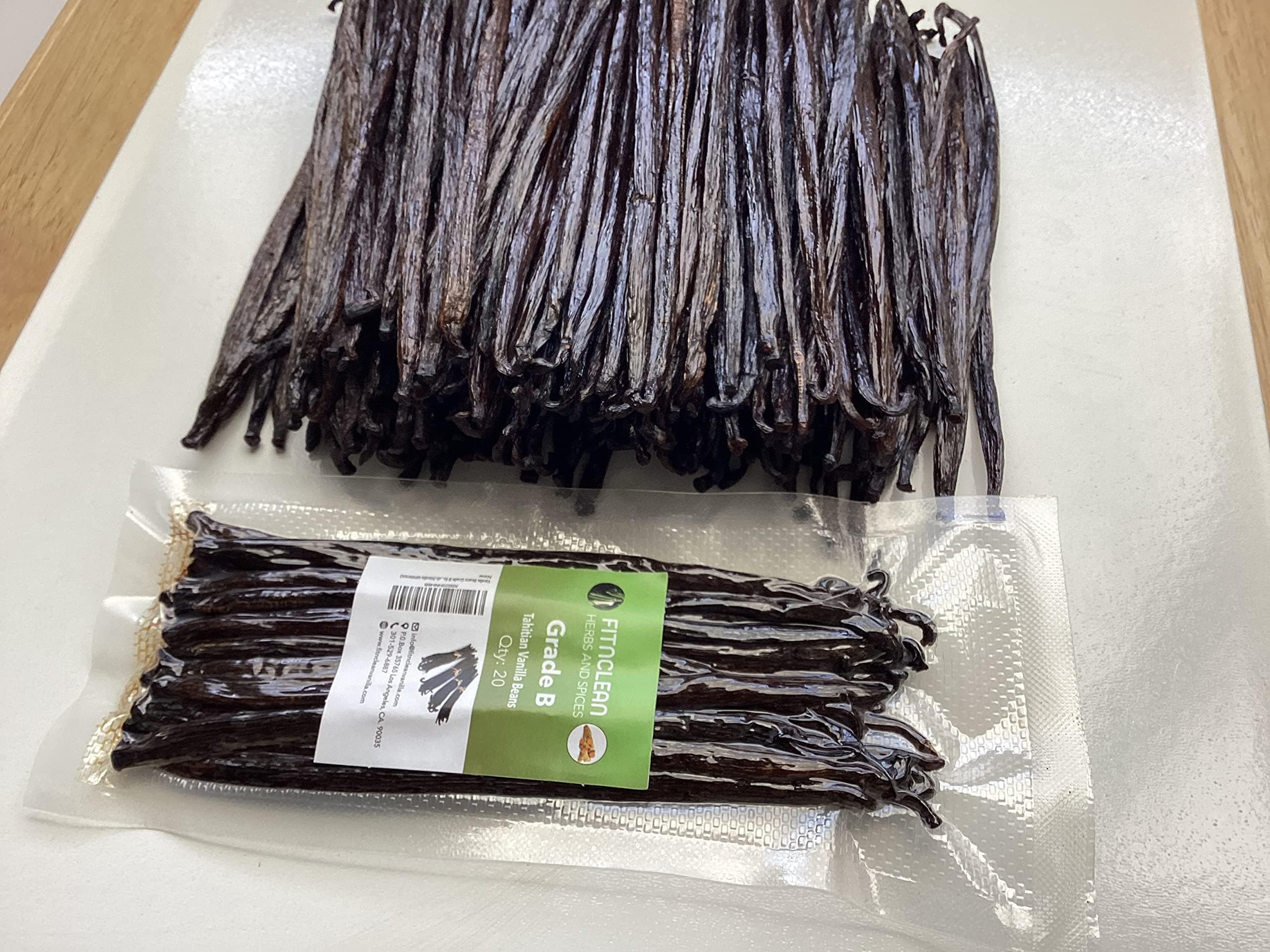 20 Tahitian Vanilla Beans Grade B for Extract, Cooking and Baking by FITNCLEAN VANILLA| Fresh 5"-7" NON-GMO Whole Pods