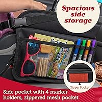 Vista 9 de Lusso Gear Bandeja de asiento de automóvil de viaje, pizarra de borrado en seco y soporte seguro para tabletas para viajes de niños pequeños, tela