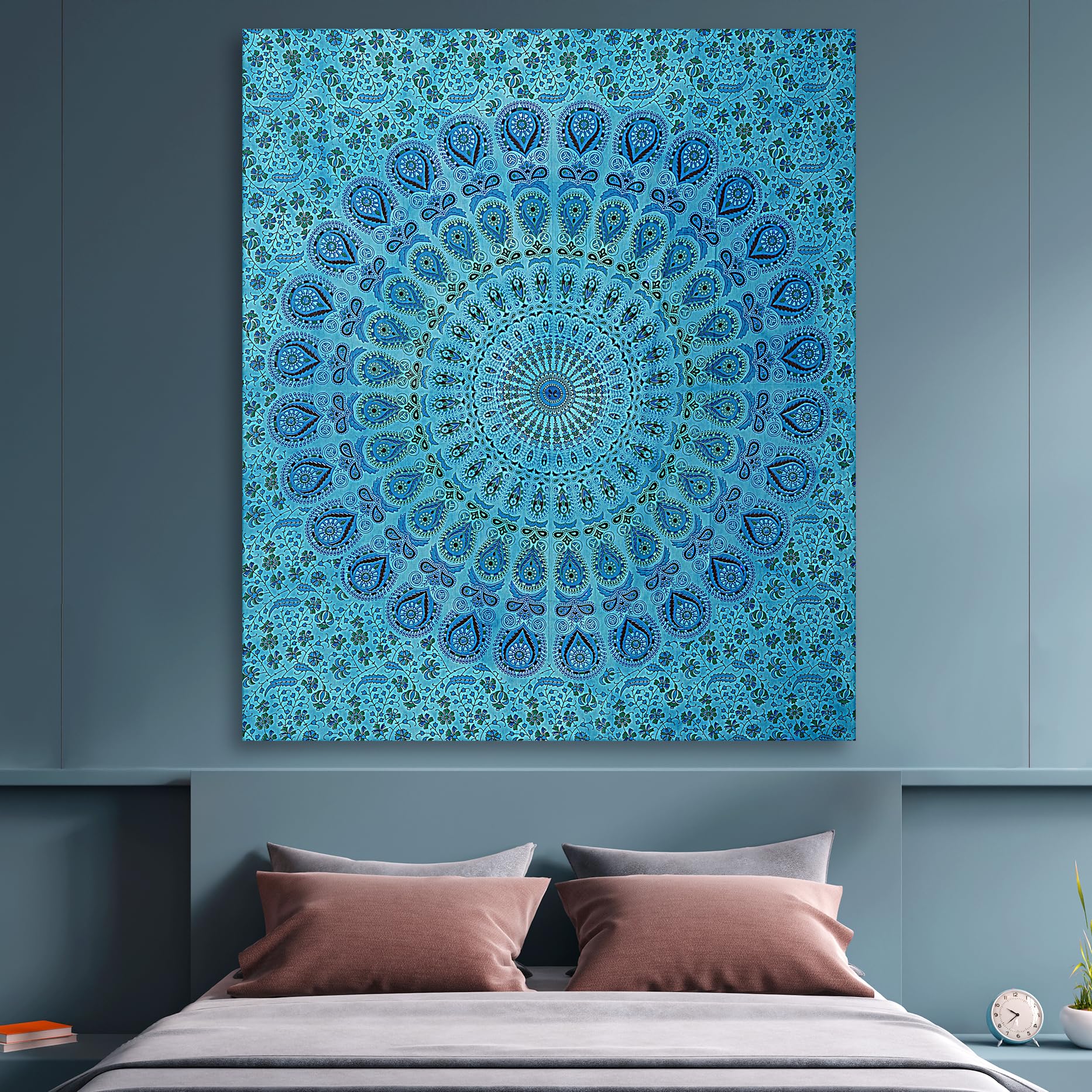 FURNISHFUL FINESSE Peacock Mandala Tapestry for Bedroom Indian Aesthetic Bohemian Wall Hangings Tapestries Hippie Tapestry Psychedelic Room Decor Bedspread Meditation Yoga Mat - Image 3
