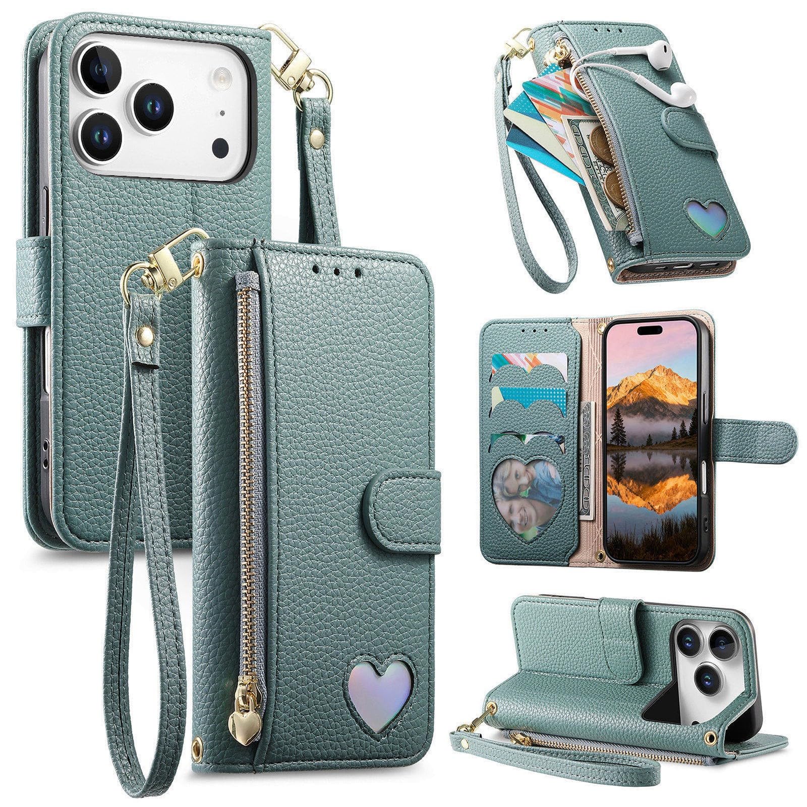 Étui compatible avec Samsung S25 étui portefeuille bleu zippé multi-rangement - 8