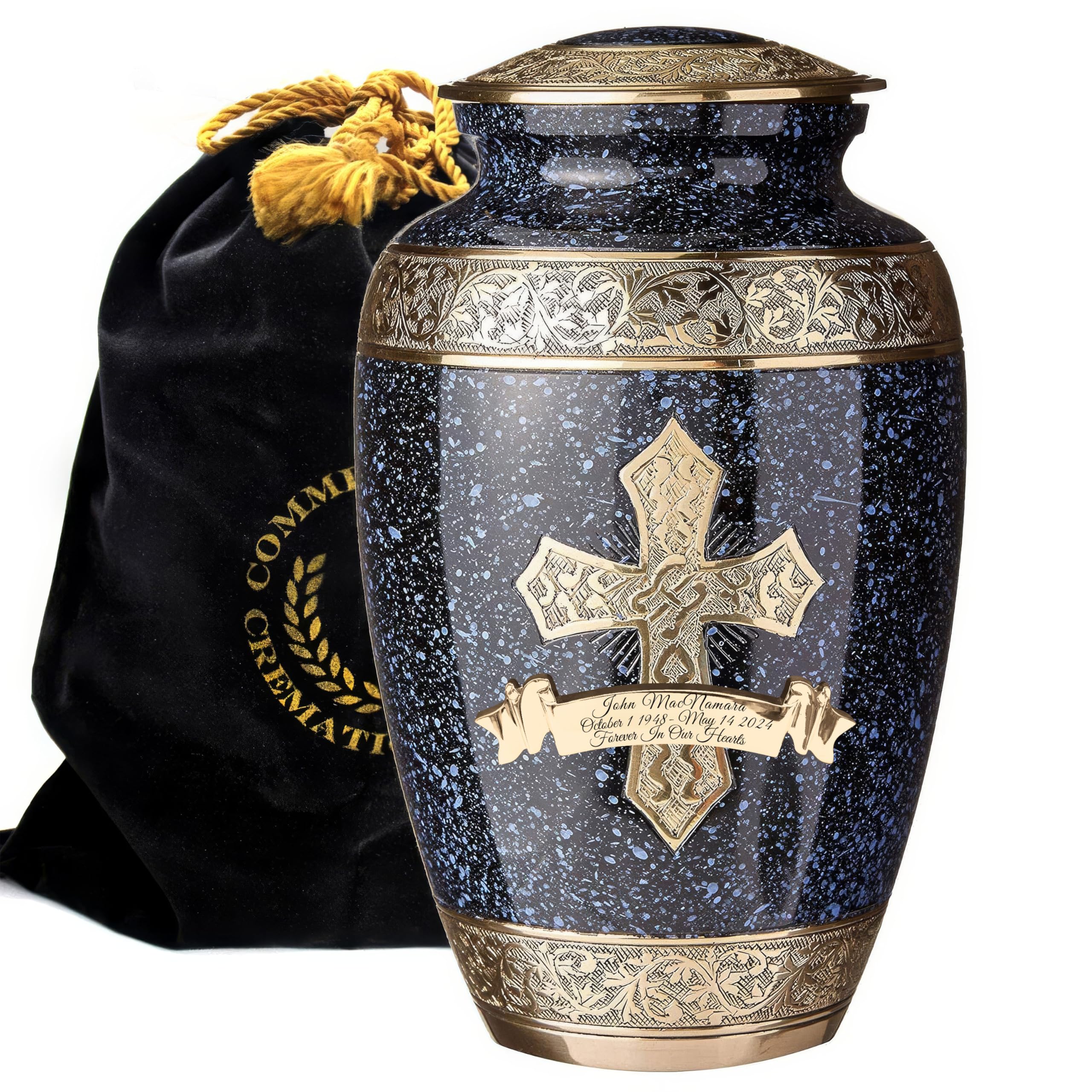 Black Cross Cremation Urns for Human Ashes Adult Male Urns for Ashes
