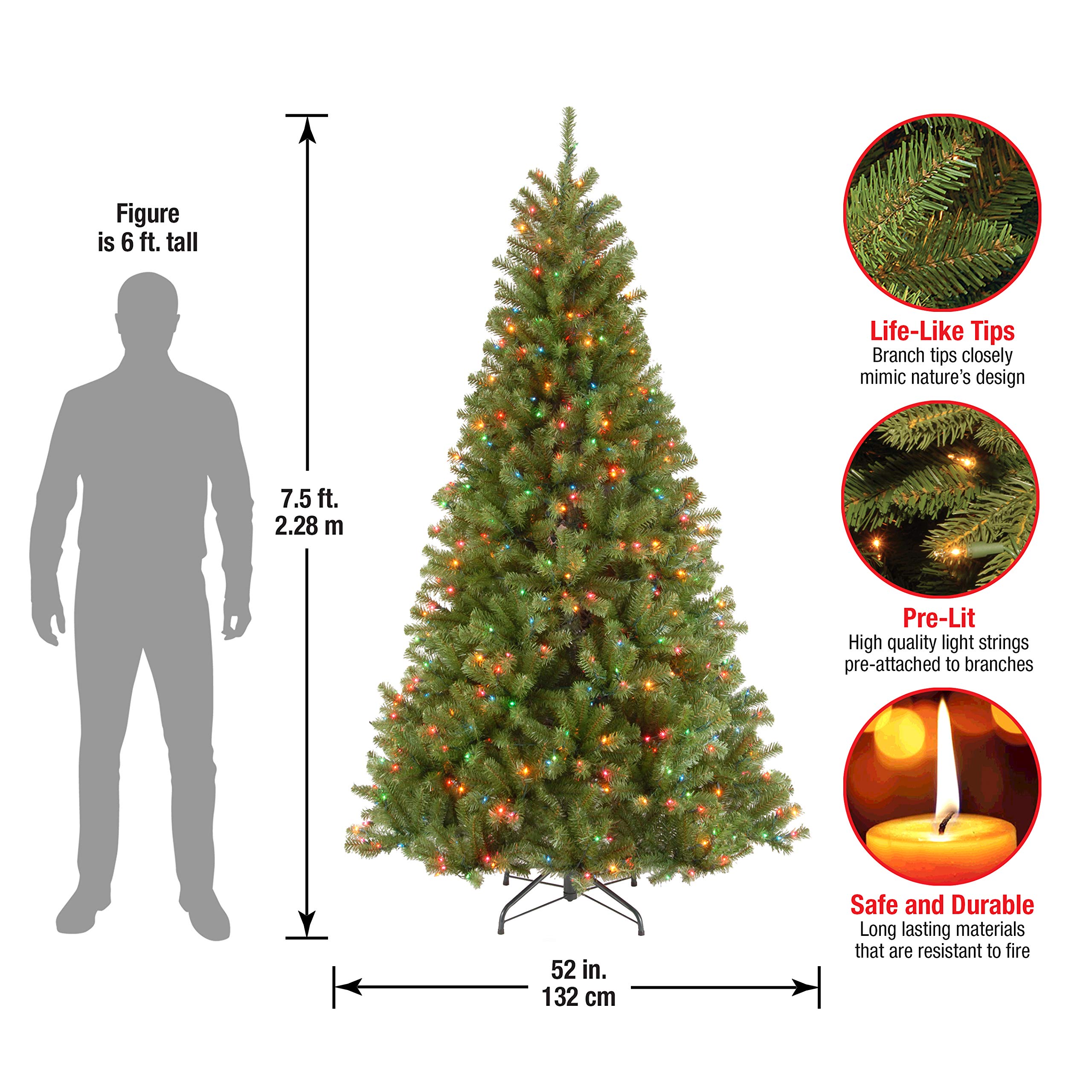 National Tree Company PreLit Artificial Slim Christmas Tree, Green