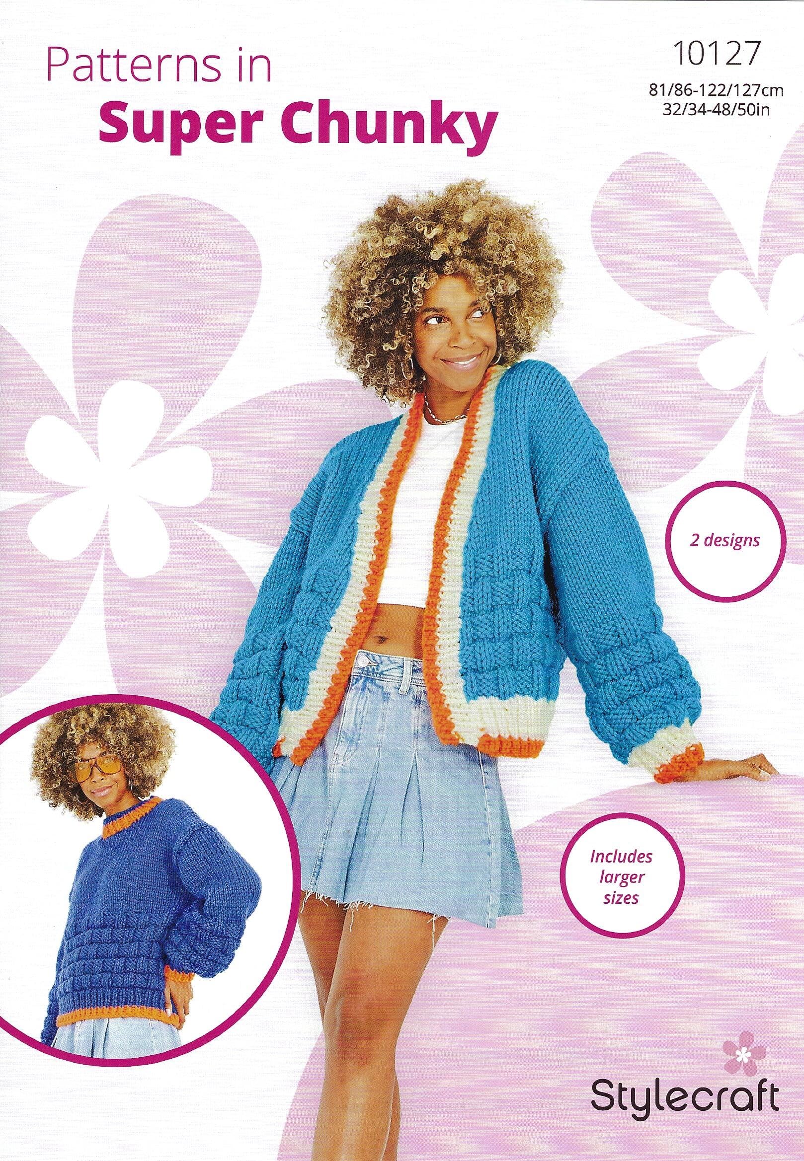 Stylecraft Knitting Pattern 10127 – Ladies Multi-Coloured Cardigan & Sweater in Super Chunky Yarn
