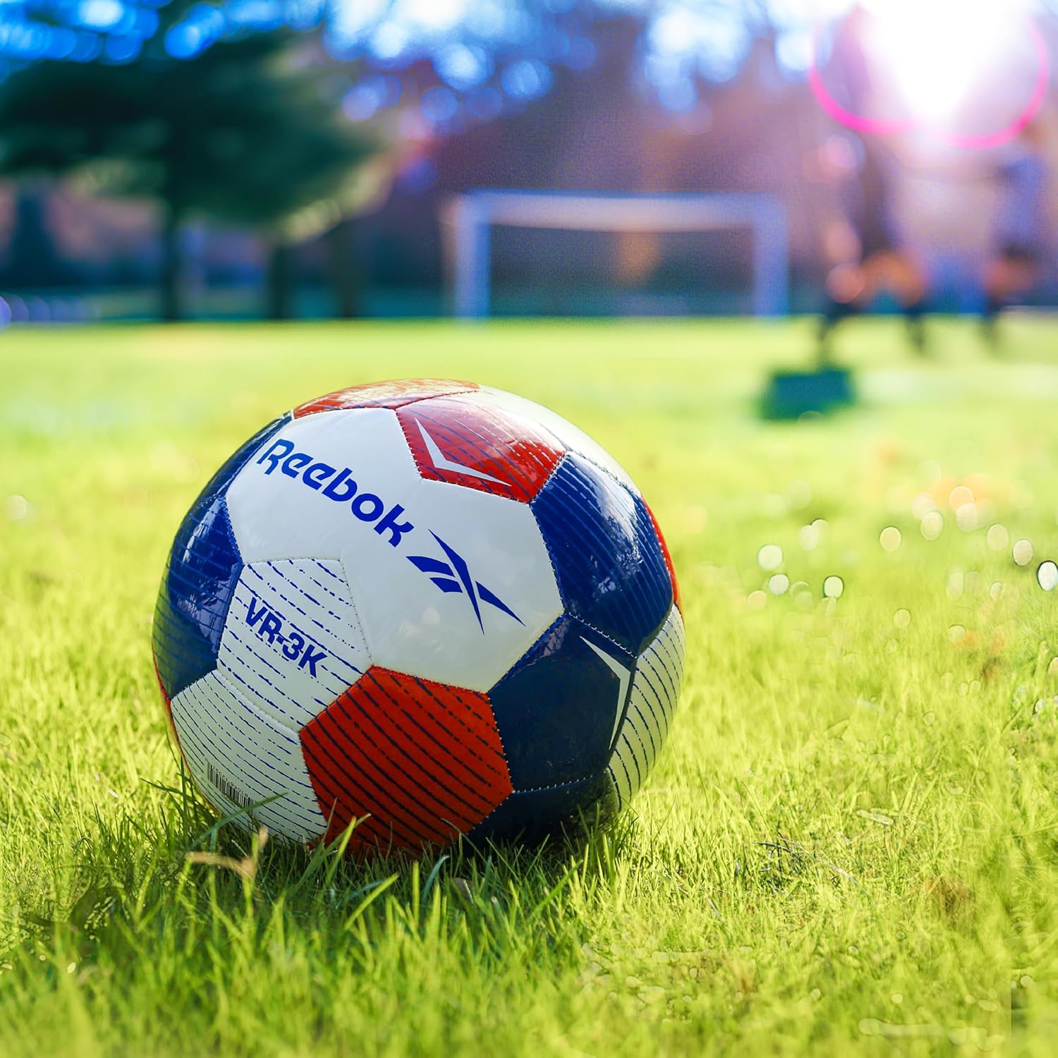 Reebok Recreational Soccer Ball, Premium TPU Composite Leather Cover, Soft Touch EVA Foam Backing, Includes Pump & Needle, VR-3K Series