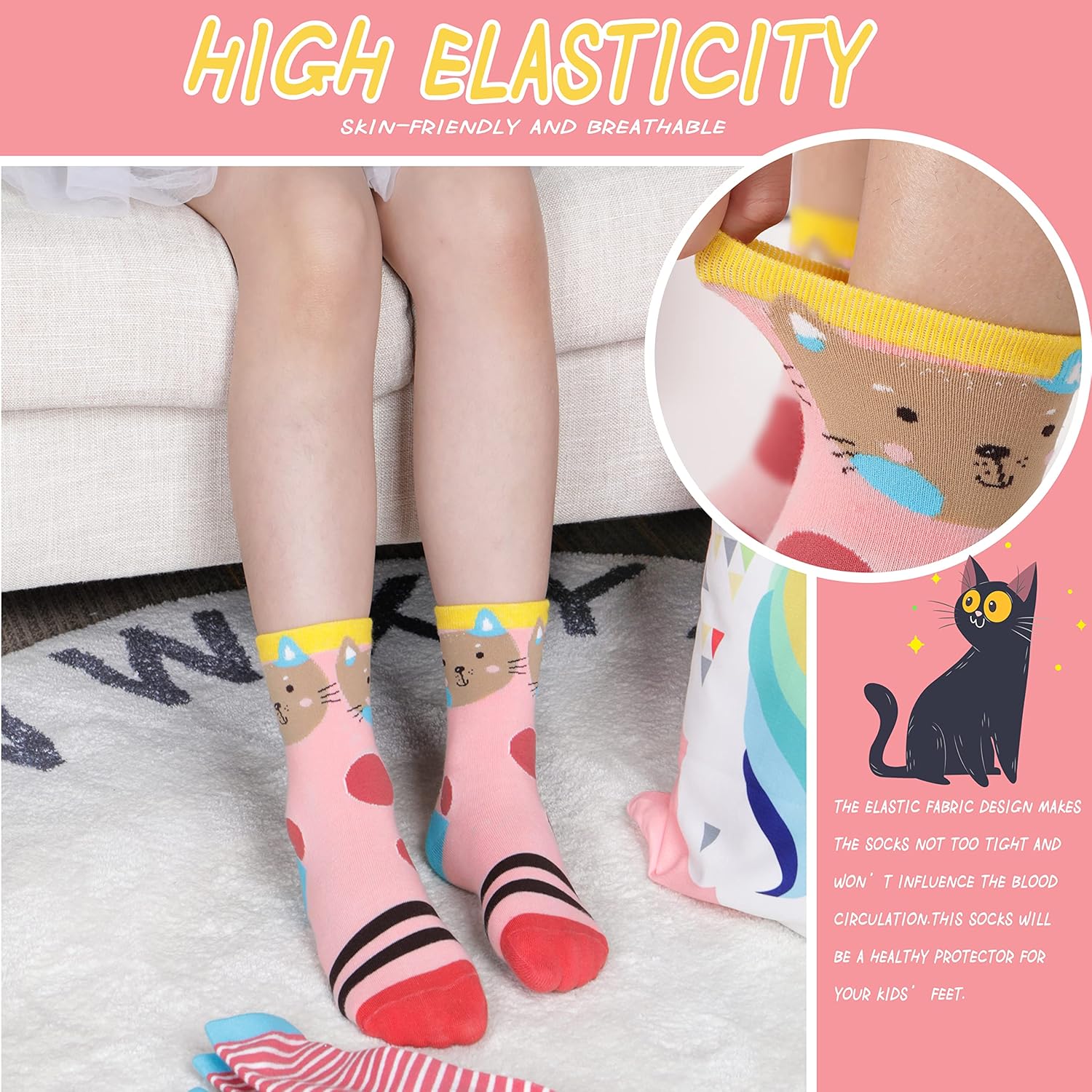 Unicorn Socks Gifts for Girls kids Cute Animal Fun Crew Fashion Funny Novelty Soft Cotton Socks 6 Pairs - Image 4
