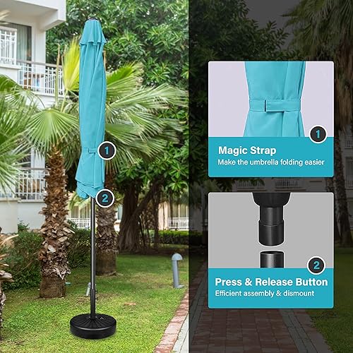 Miniatura 3 de Simple Deluxe - Paraguas de 9 pies para patio al aire libre, mesa de mercado, para jardín con botón de inclinación y manivela