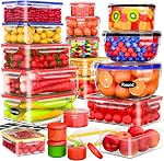 RockBerry 50 Pcs Large Food Storage Containers with Lids Airtight-85 OZ to Small Containers-Total 526 Oz BPA Free Plastic Stackable Containers For Pantry kitchen Organization, Microwave Safe