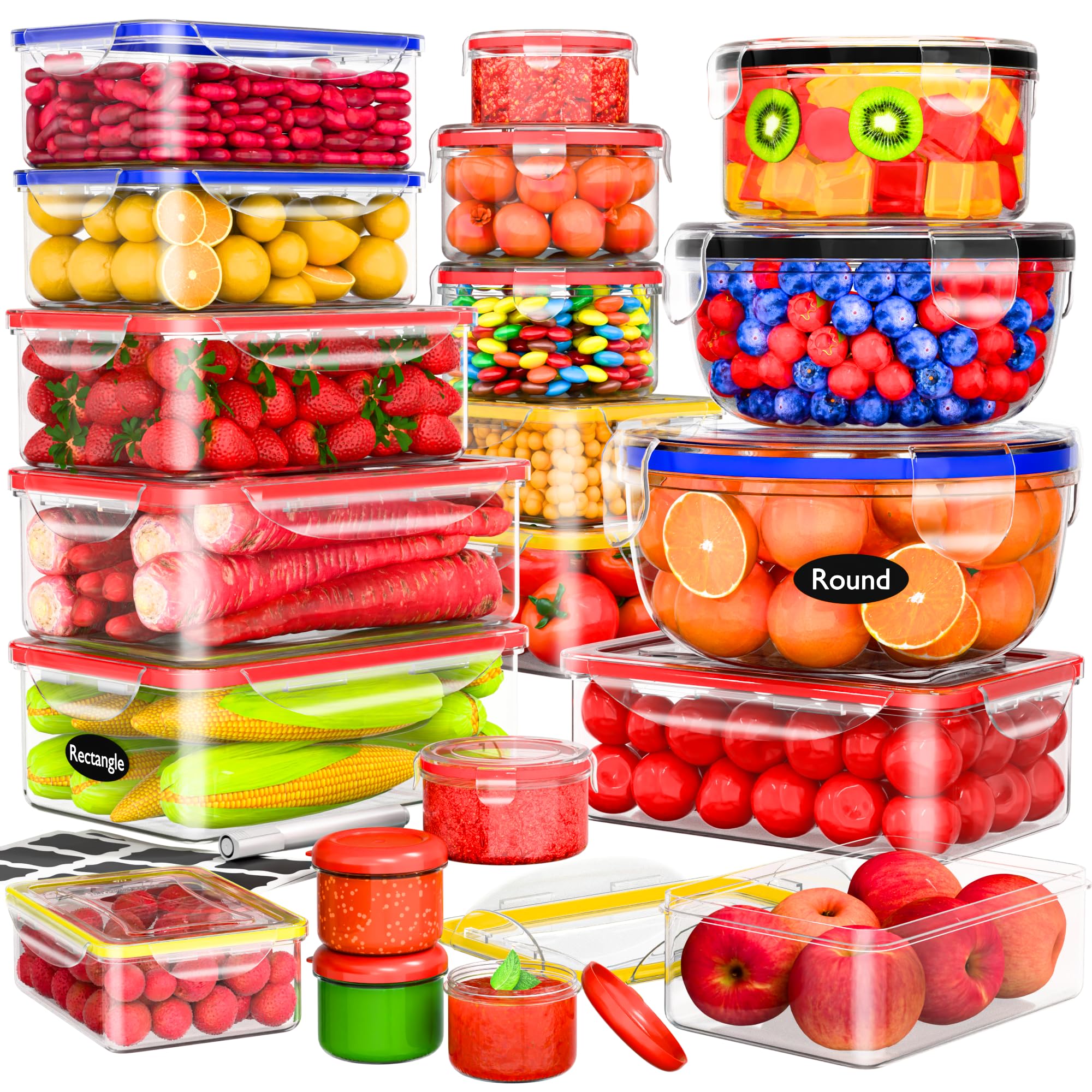 40 Pcs Food Storage Containers with Lids Airtight- Plastic Meal Prep Container for Pantry Kitchen Organization, Microwave, Dishwasher, Freezer Safe -100% Leak Proof (20 Stackable Boxes-20 Lids) — image 1