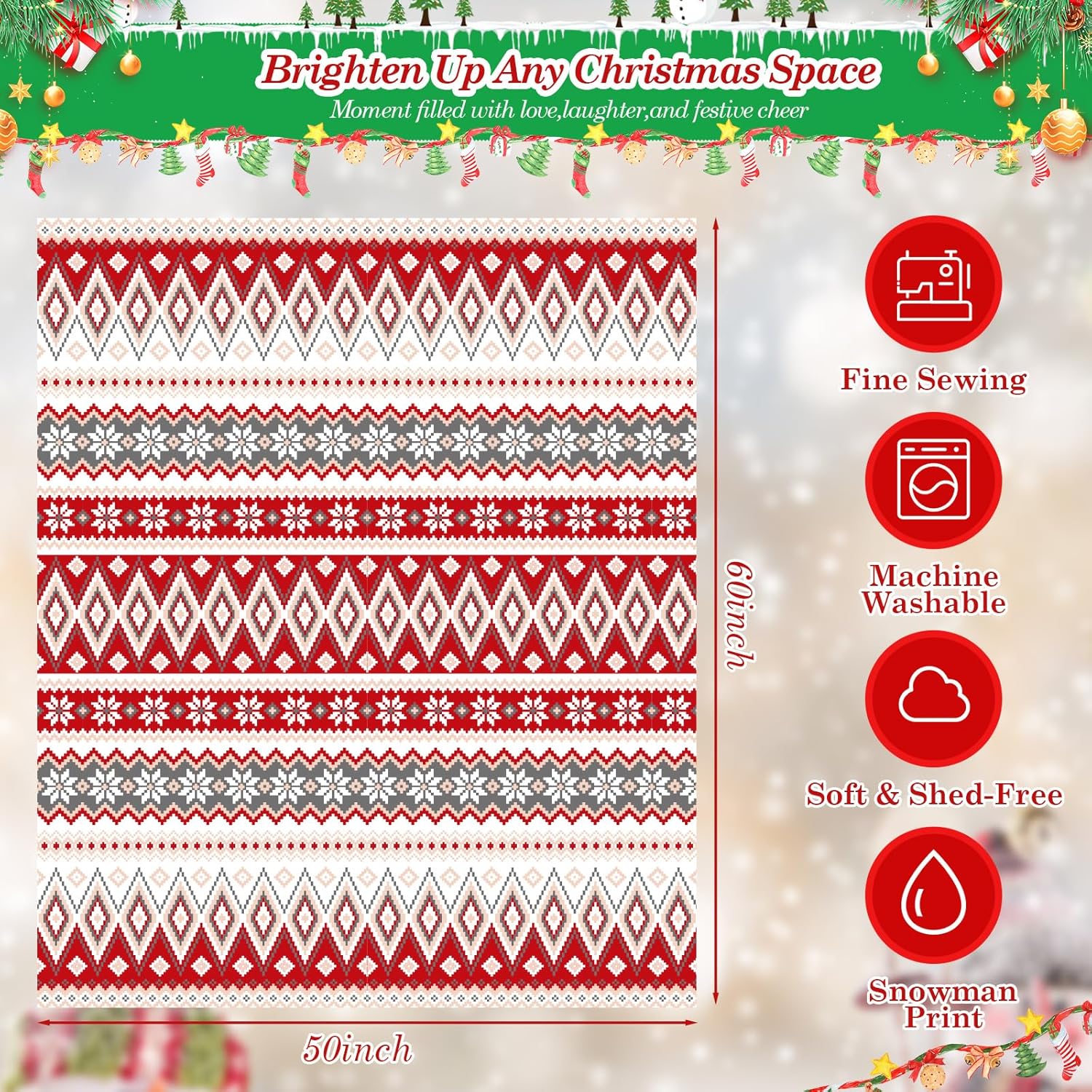 Preboun 6 Pcs 50 x 60 Inch Winter Throw Blanket Bulk Winter Decorations Gifts for Women Fleece Throw Blanket Warm Fair Isle Themed for Couch Sofa Office Travel Wedding - Image 8