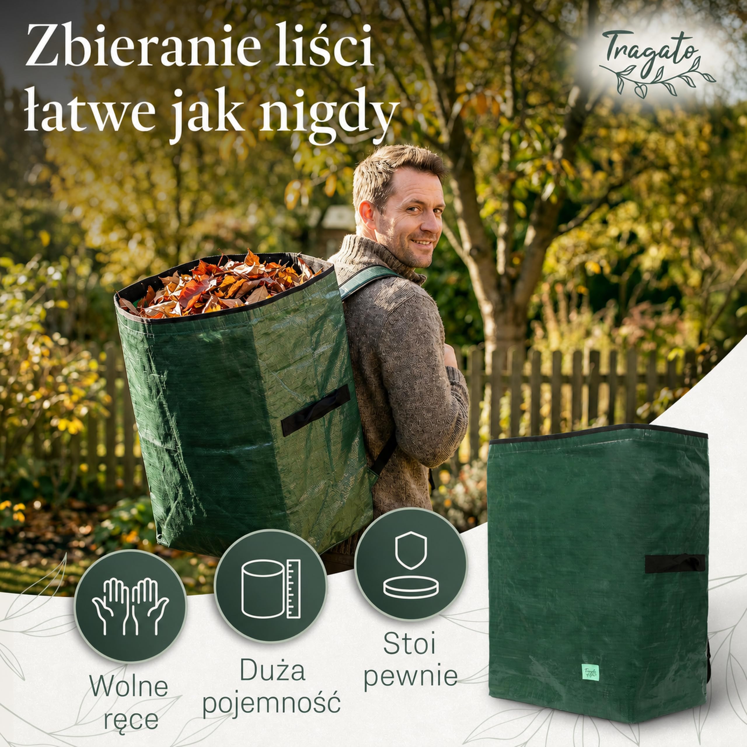 Worek na Odpady Ogrodowe 115 L – Torba z Szelkami, Wolne Ręce