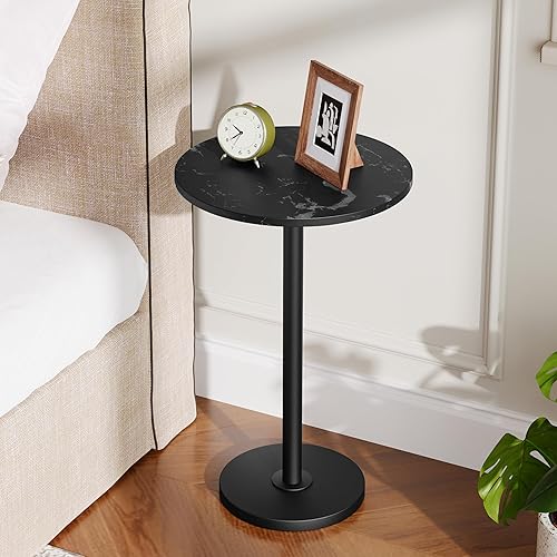 Miniatura 8 de Mesa auxiliar redonda, mesa alta para bebidas para espacios pequeños, mesa auxiliar de café Martini estilo pedestal en sala de estar, dormitorio,