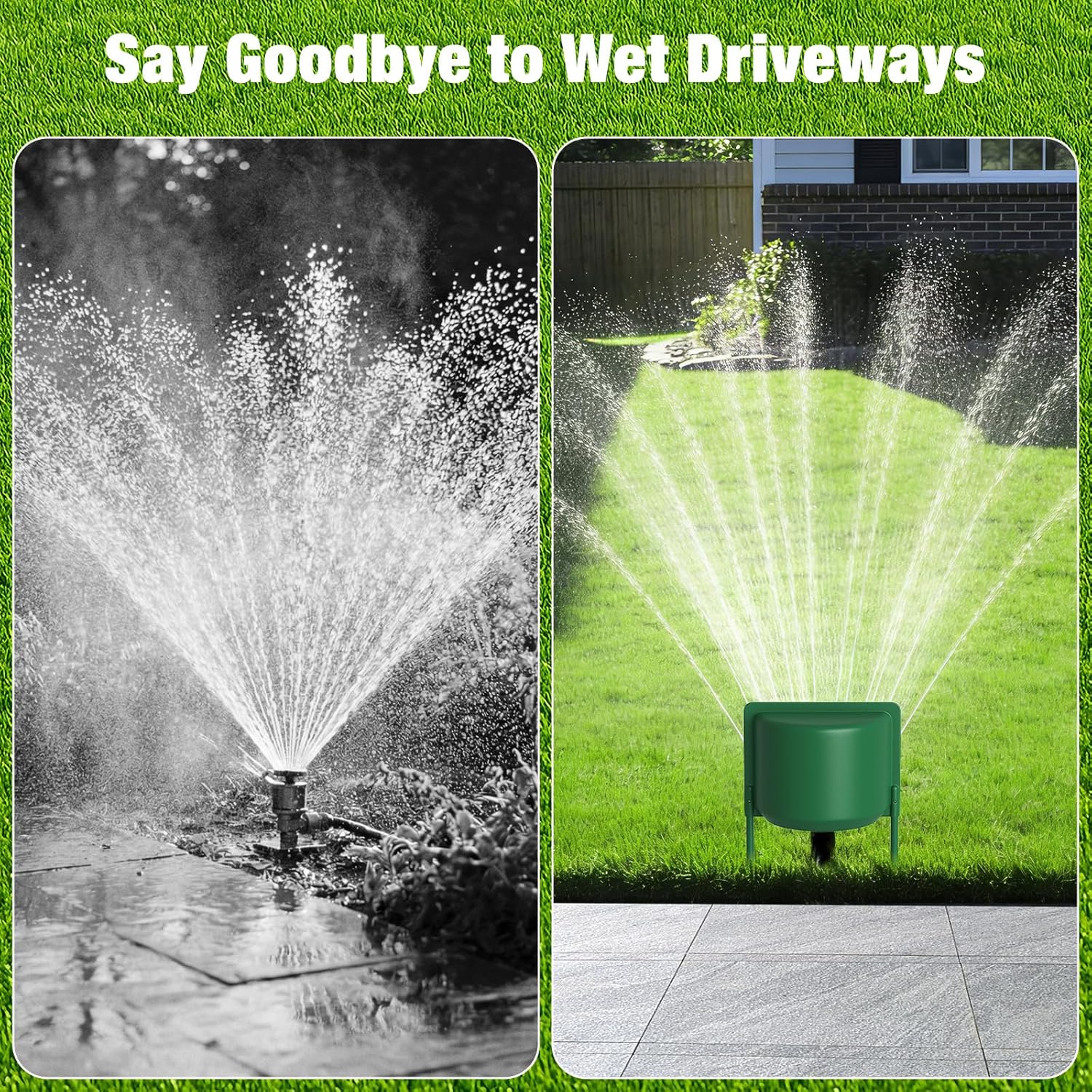 4 Pack Sprinkler Splash Guard Shield, Splash-Proof Sprinkler Guard Cover with 10.43'' Poles, Plastic Irrigation Head Overspray Protector for Outdoor Lawns, Parks, Garden, Backyard