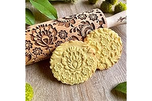 FOLK Embossed Rolling Pin for Nativity Cookies, Wooden Embossing Rolling Pin with...