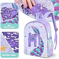 Vista 2 de WERNNSAI Mochila de sirena para niños mochila escolar de lentejuelas brillantes para niños pequeños preescolar jardín de infantes primaria 15