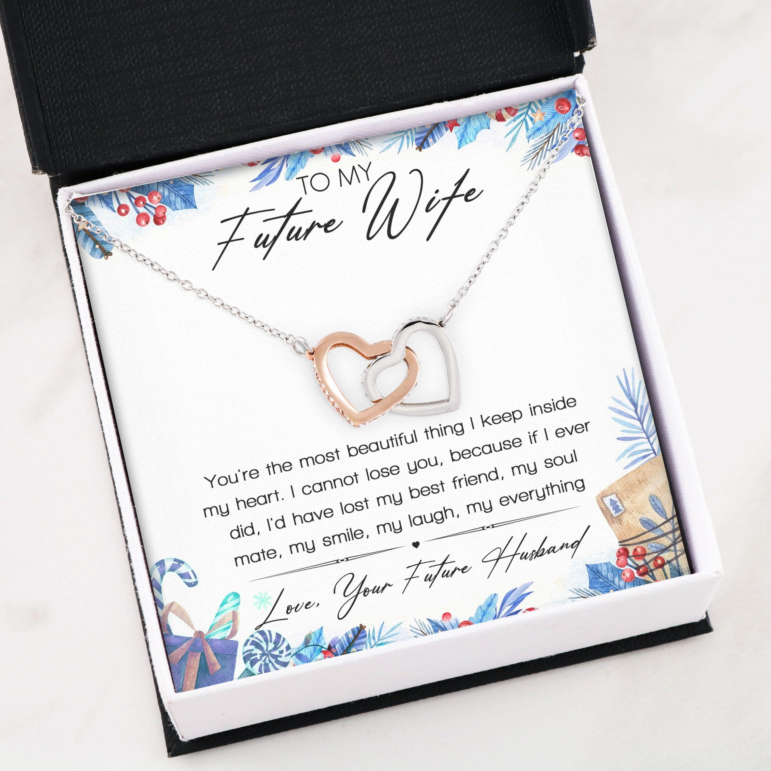 FABUNORA Unique Gift For Fiance Female - Pure Silver Interlocking Hearts Necklace Gift Set (B0CX54SGTW) Amazon Price History, Amazon Price Tracker