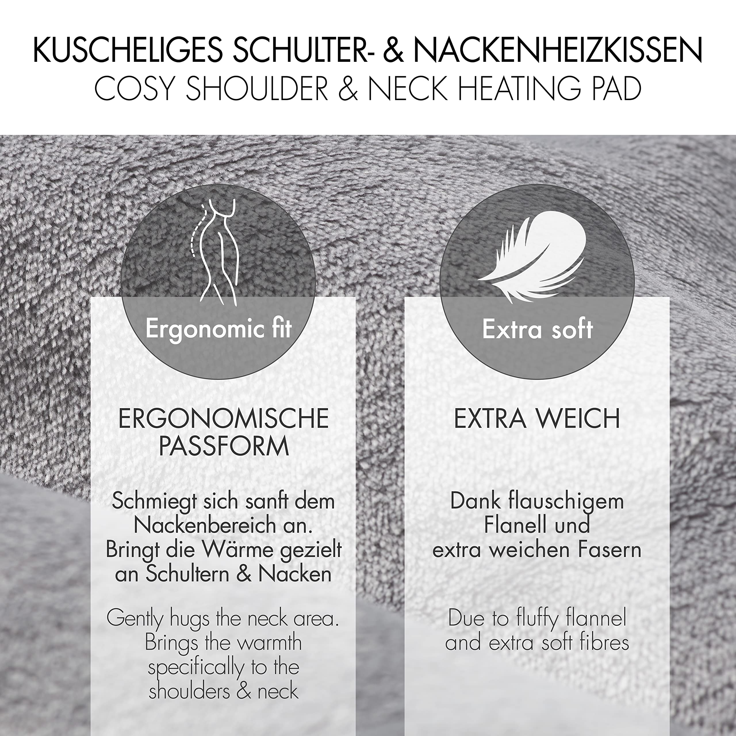 Promed Heizkissen für Rücken und Nacken mit Abschaltautomatik, Schulterheizkissen & Rückenwärmer NRP-2.0, Wärmekissen Rücken 52 x 56 cm, waschbarer Wärme Poncho
