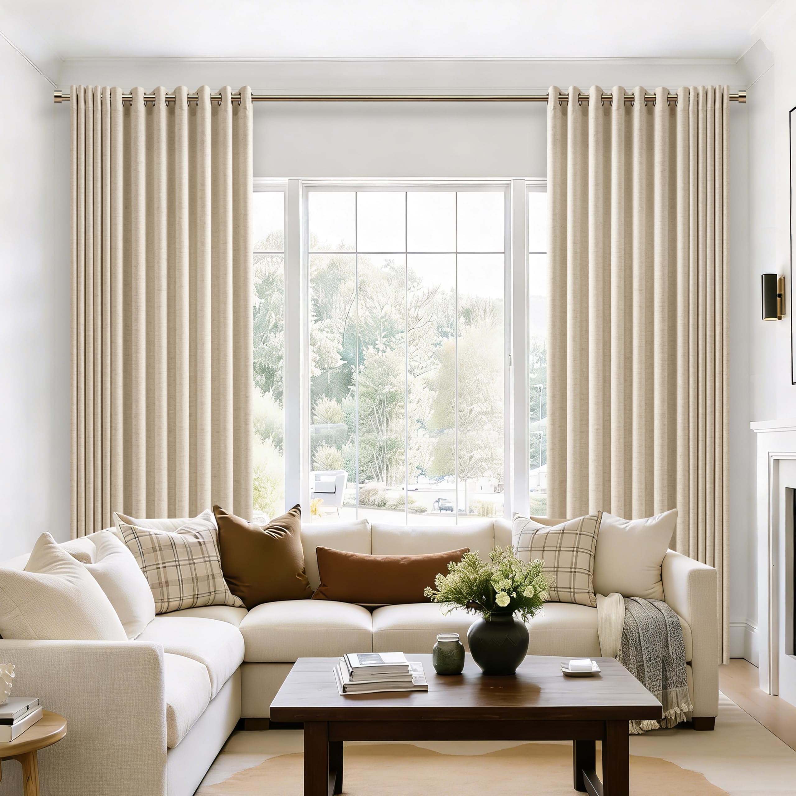Photo 1 of Seeluck Linen Curtains 72x96 Inch Warm Beige (1 Panel)