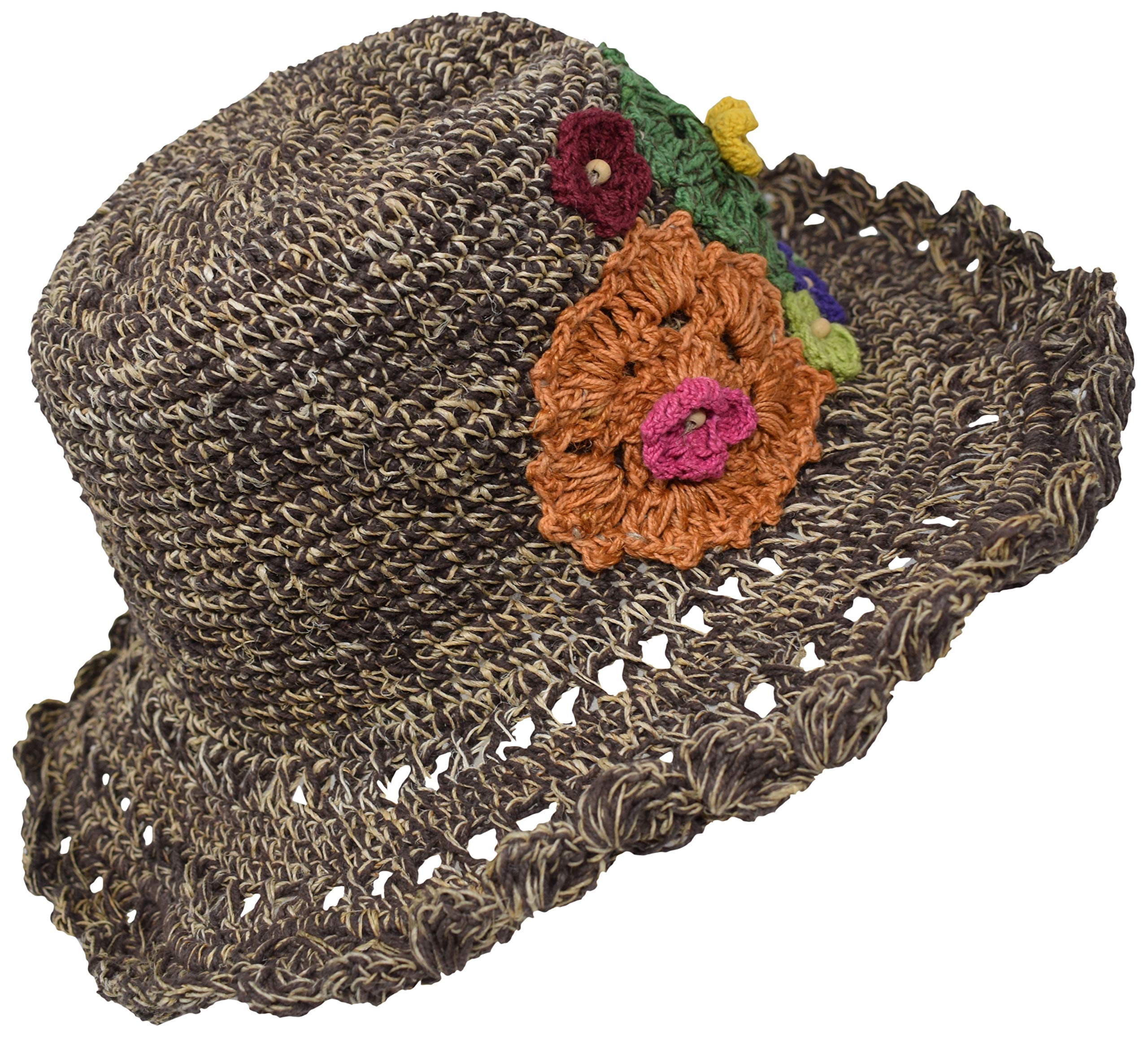 Gheri Women's F Hemp Cotton Straw Sun Hat Panama Wide Brim Summer Holiday Colorful Rainbow