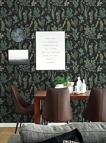 Miniatura 3 de Hopepak Papel tapiz autoadhesivo de hojas de musgo de 16.1 x 394 pulgadas, papel tapiz autoadhesivo de hojas verdes tropicales, papel de contacto