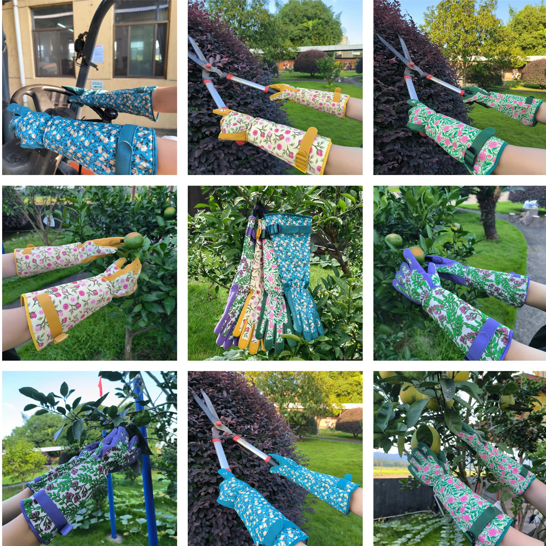 Guantes de jardinería multiusos, guantes de jardín de cuero sintético para mujer, guantes de trabajo, regalos de jardinería y regalos de jardín (azul lago, grande)