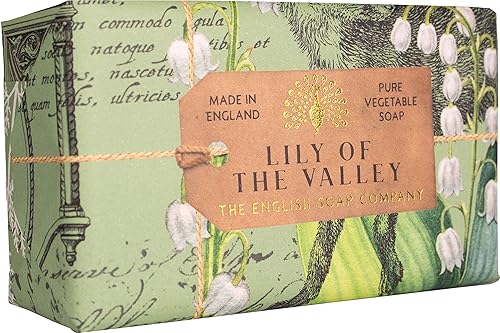 The English Soap Company Barra de jabón envuelta para aniversario, barra de jabón de lujo con manteca de karité, barra hidratante facial y corporal,