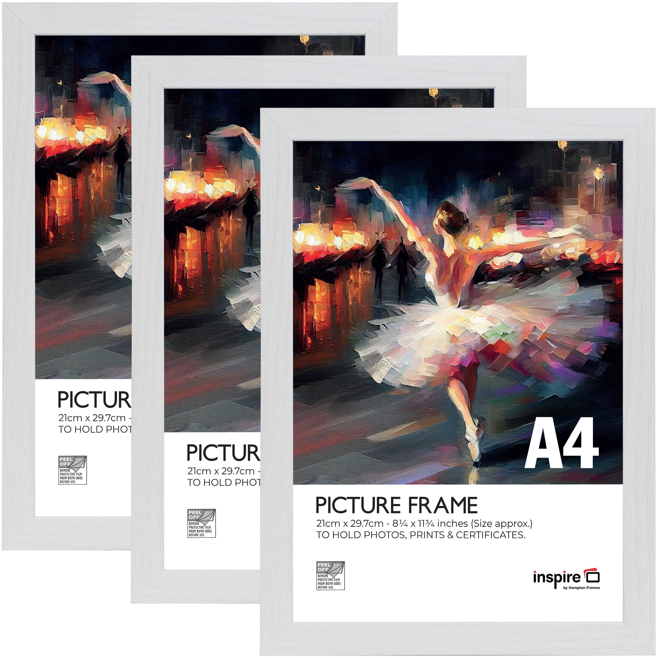 Inspire By Hampton Frames White Inspire By Hampton Bergen A4 (21X30cm) Picture Photo Frame Acrylic (Non-Glass) 3-Pack Ibhbera4ng-Pk3