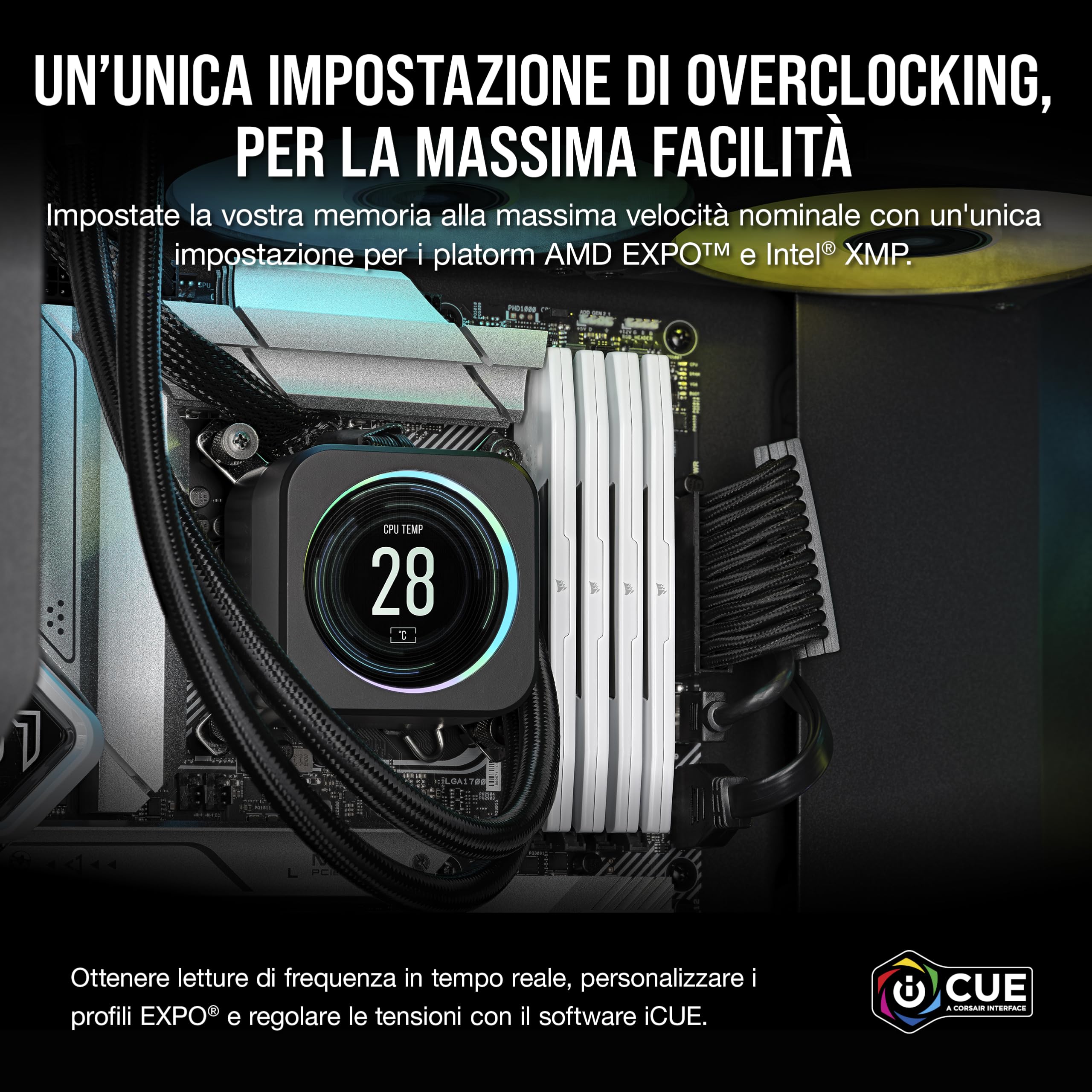 CORSAIR VENGEANCE DDR5 32GB (2 x 16GB) Fino a 6400MHz AMD INTEL RAM | Memoria Per Computer Desktop, Compatibile con AMD EXPO e Intel XMP 3.0, CL36, Bianco, CMK32GX5M2B6400Z36W