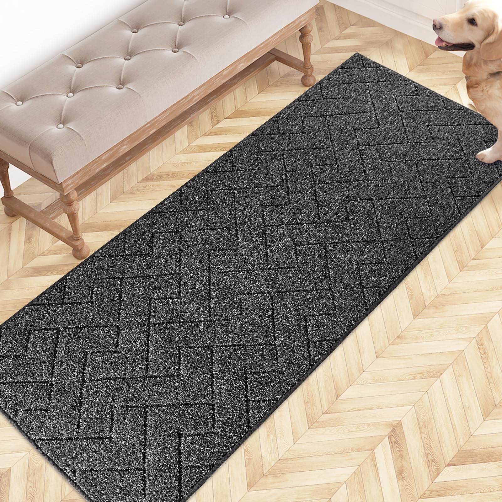 FCSDETAIL Felpudo Entrada Casa Larga 60 x 150 cm, Alfombra Antideslizante y Lavable en Lavadora, Alfombra Atrapapolvo Absorbentes para Perro, Entrada, Puerta, Pasillo y Cocina